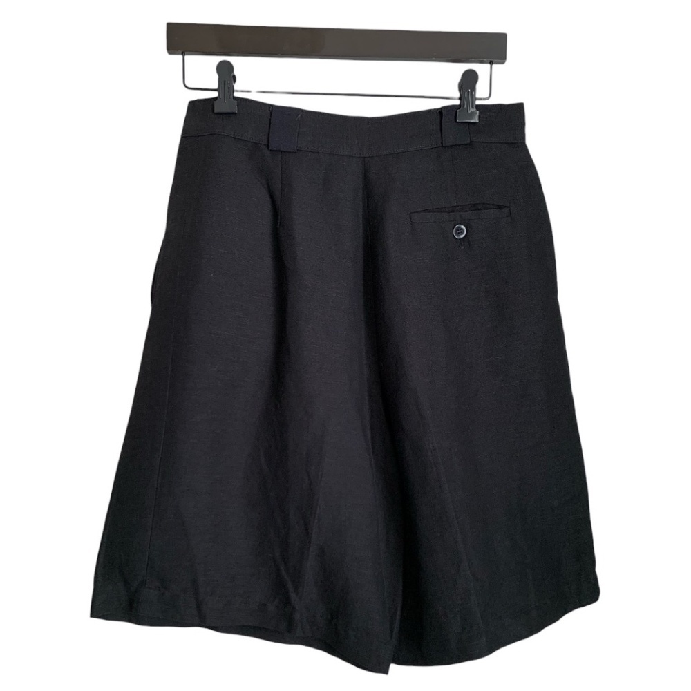 Vintage Giorgio Sant'Angelo Women's Black Linen Shorts Size 8 Pockets Hi-Waisted - Picture 6 of 8